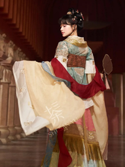 Qingluan Baoping 青鸾宝瓶 Azure Phoenix Fantasy WeiJin Dynasty Daxiushan Long Sleeve Top & Poqun Skirt Full Set
