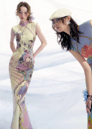 Luoman Ci 罗曼词 Romance Language New Chinese Style Colorful Sleeveless Qipao