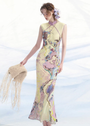 Luoman Ci 罗曼词 Romance Language New Chinese Style Colorful Sleeveless Qipao