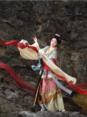 Qingluan Baoping 青鸾宝瓶 Azure Phoenix Fantasy WeiJin Dynasty Daxiushan Long Sleeve Top & Poqun Skirt Full Set
