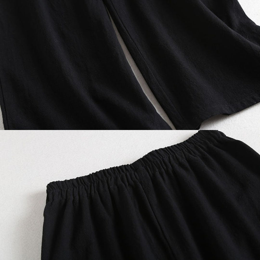 Ji Jian 极简 Minimalist Unisex Pure Cotton & Hemp Wide Straight Leg Pants