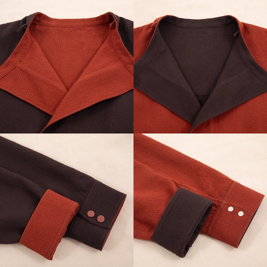 Wumu Hongzhong 乌木红棕 Ebony Red Modernized Tang Double-Sided Cotton Quilt Yuanling Coat & Zhequn Skirt Set