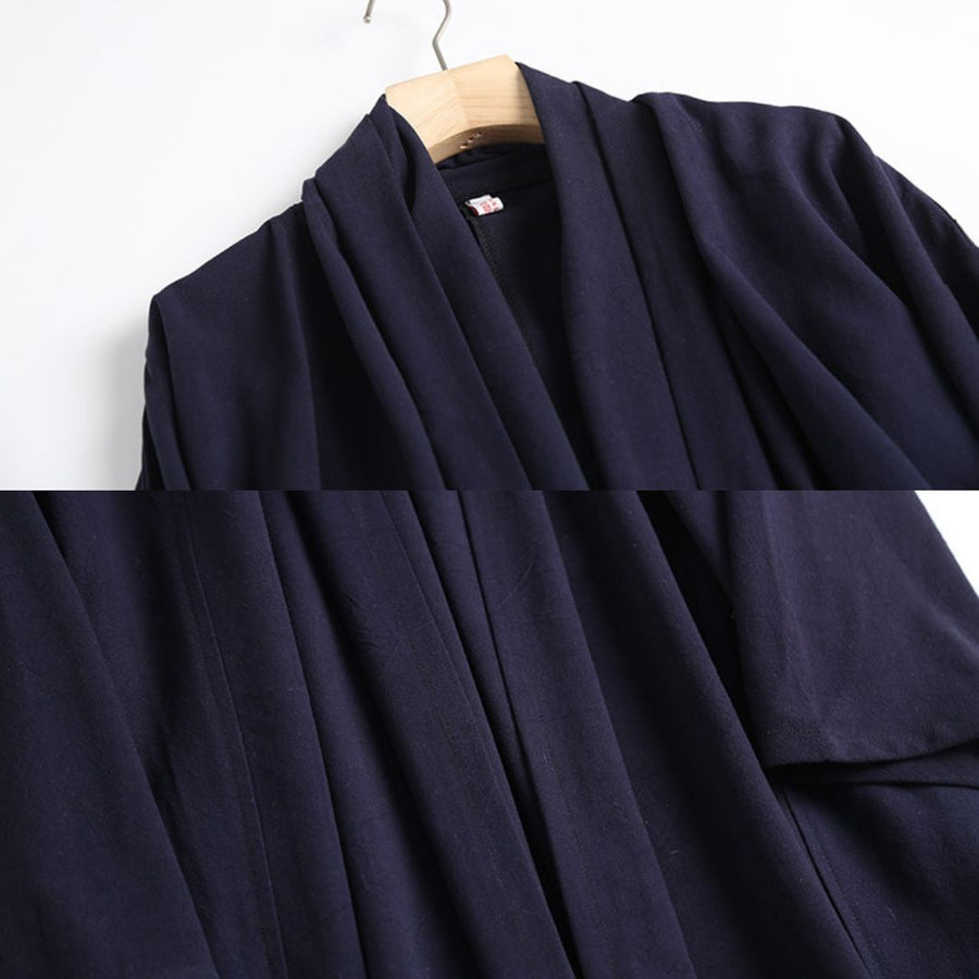Wu Ji 无迹 Leave No Trace Song & Ming Unisex Cotton Linen Parallel Panel Long Cardigan