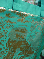 Xiang Shi 祥狮 Lucky Lion Golden Buzi Patch Brocade Tote Bag