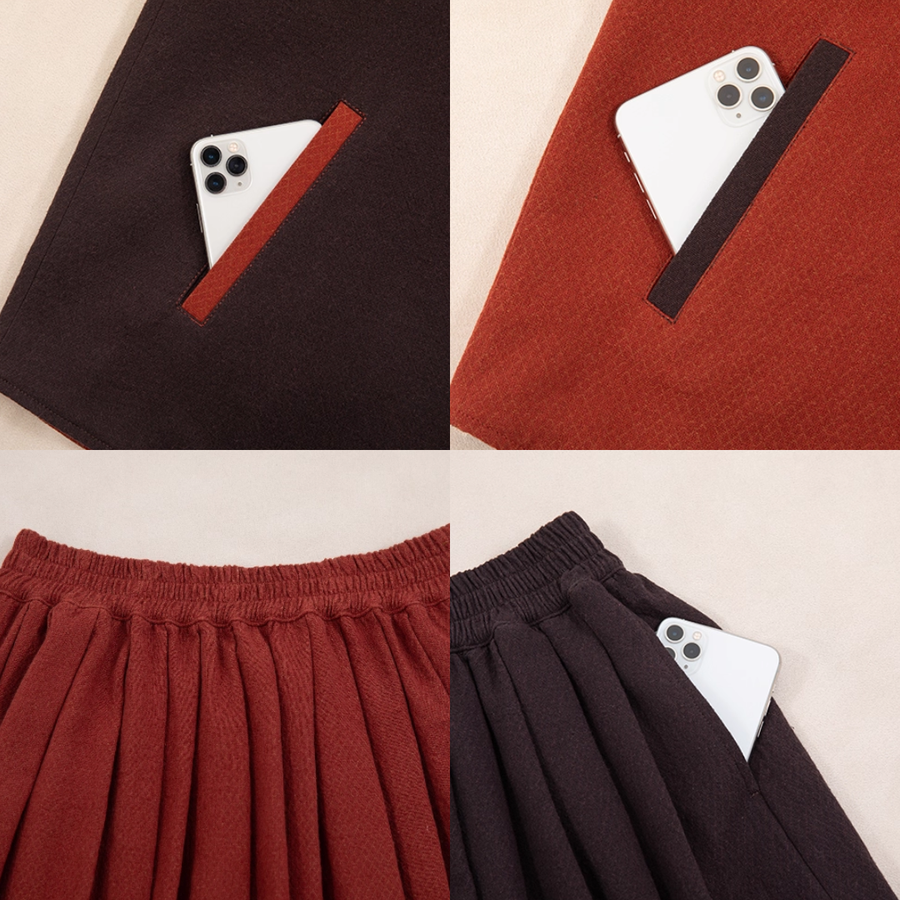 Wumu Hongzhong 乌木红棕 Ebony Red Modernized Tang Double-Sided Cotton Quilt Yuanling Coat & Zhequn Skirt Set