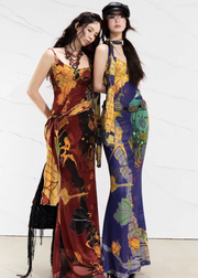 Real Illusions 真实幻境 New Chinese Style Abstract Color Block Hand Drawn Dress