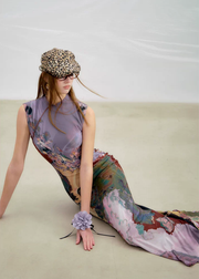 Li Meng 李梦 Plum Dream New Chinese Style Tricolor Print Sleeveless Qipao