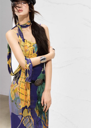 Real Illusions 真实幻境 New Chinese Style Abstract Color Block Hand Drawn Dress