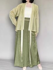 Yazhu 雅竹 Serene Bamboo Grove Song Dynasty Plus Size Feijixiu Top & Sanjianqun Skirt Set