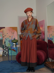 Wu Huanzi 无患子 Soapberry Modernized Jin Cotton Flannel Yaolan Ru Top & Zhequn Skirt