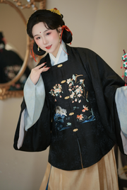 Fish Every Year 年年有鱼 Ming Dynasty Pure Silk Fangling Square Collar Embroidered Ao Jacket