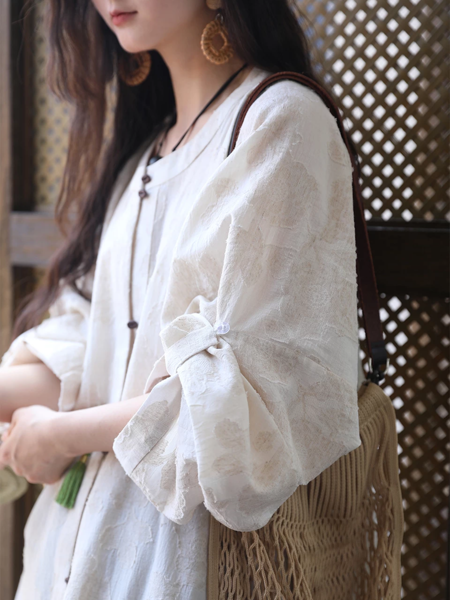 Hei Qiao 黑巧 Dark Chocolate Modernized WeiJin Ming Changshan Cotton Long Top & Lantern Trousers Set