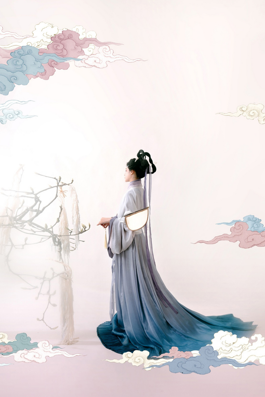 Luo Shen 洛神 River Goddess Wei Jin Zaju Chuishao Fu Swallow Tail & Flying Ribbon Reproduction Set