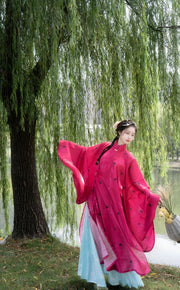 Qiu Wuyang 秋无恙 Autumn Remains Serene Late Ming Dynasty Sparrow Changshan Long Top & Summer Bijia Vest Set