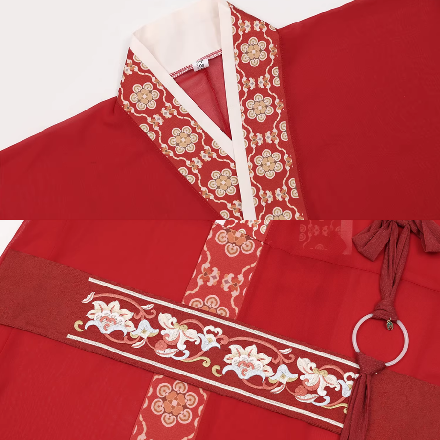 Bu Nian 不念 Letting Go Modernized Warring States Period Embroidered Zhiju Straight Hem Robe Full Set