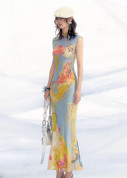 Luoman Ci 罗曼词 Romance Language New Chinese Style Colorful Sleeveless Qipao