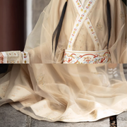 Bu Nian 不念 Letting Go Modernized Warring States Period Embroidered Zhiju Straight Hem Robe Full Set