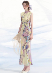 Luoman Ci 罗曼词 Romance Language New Chinese Style Colorful Sleeveless Qipao