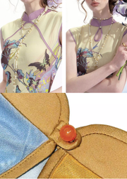 Luoman Ci 罗曼词 Romance Language New Chinese Style Colorful Sleeveless Qipao