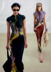 Li Meng 李梦 Plum Dream New Chinese Style Tricolor Print Sleeveless Qipao