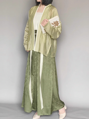 Yazhu 雅竹 Serene Bamboo Grove Song Dynasty Plus Size Feijixiu Top & Sanjianqun Skirt Set