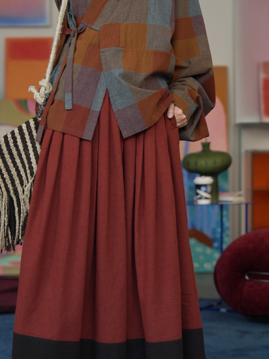 Wu Huanzi 无患子 Soapberry Modernized Jin Cotton Flannel Yaolan Ru Top & Zhequn Skirt