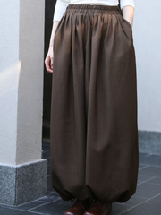 Hei Qiao 黑巧 Dark Chocolate Modernized WeiJin Ming Changshan Cotton Long Top & Lantern Trousers Set