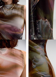 Yu Meiren 虞美人 Madame Poppy New Chinese Style Golden Watercolor Sleeveless Qipao