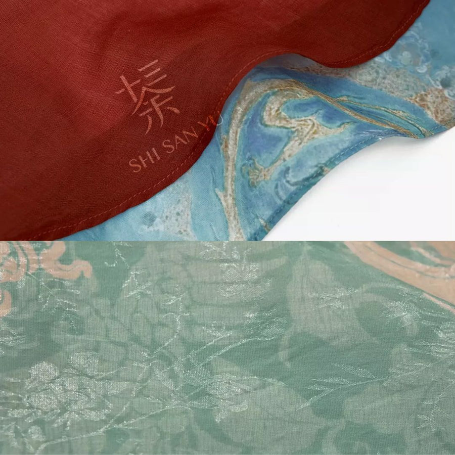 Qingluan Baoping 青鸾宝瓶 Azure Phoenix Fantasy WeiJin Dynasty Daxiushan Long Sleeve Top & Poqun Skirt Full Set