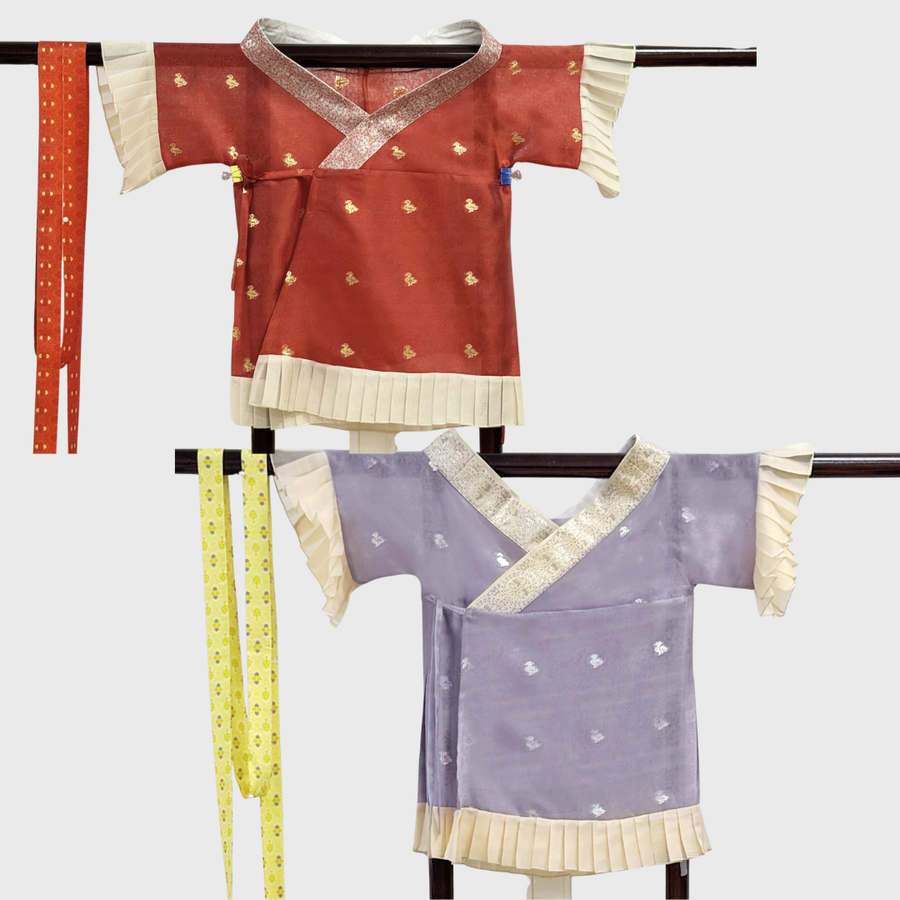 Zhu Zi 朱紫 Scarlet Wisteria Modernized Sui & Northern Southern Dynasty Guiyi Swallow Tail Ruqun Set