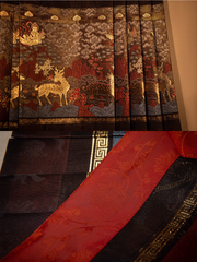 Song Chi 松弛 Relaxed Fit Modernized Ming Dynasty Padded Floral Duijin Ao Winter Coat & Deer Mamian Skirt Set