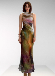 Yu Meiren 虞美人 Madame Poppy New Chinese Style Golden Watercolor Sleeveless Qipao