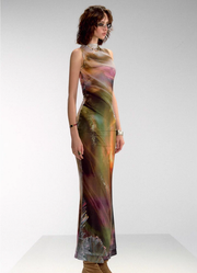 Yu Meiren 虞美人 Madame Poppy New Chinese Style Golden Watercolor Sleeveless Qipao