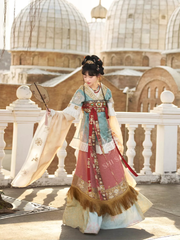 Qingluan Baoping 青鸾宝瓶 Azure Phoenix Fantasy WeiJin Dynasty Daxiushan Long Sleeve Top & Poqun Skirt Full Set
