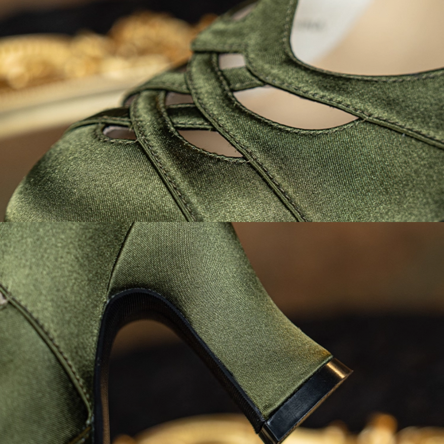 Chou Hu 绸湖 Satin Lakes 1930s Satin Criss Cross T-Strap Mary Janes