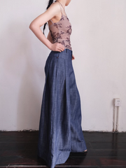 Cai Xing 裁行 Tailored Moves New Chinese Style Cotton Linen Extra Wide Leg Jeans