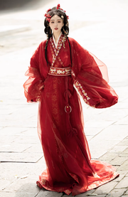 Bu Nian 不念 Letting Go Modernized Warring States Period Embroidered Zhiju Straight Hem Robe Full Set