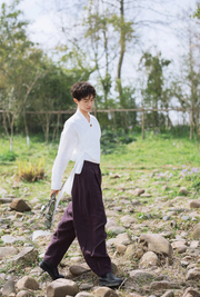 Midnight 凝夜 Modernized Song Dynasty Men's Hemp & Linen Trousers