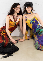 Real Illusions 真实幻境 New Chinese Style Abstract Color Block Hand Drawn Dress