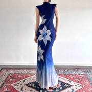 Lan Ting 兰亭 Orchid Pavilion New Chinese Style Ombre Sleeveless Qipao