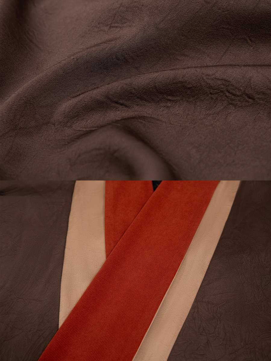 Fu Qin 抚琴 Playing the Zither Modernized Han Reversible Velvet Zhiju Straight Hem Robe Coat