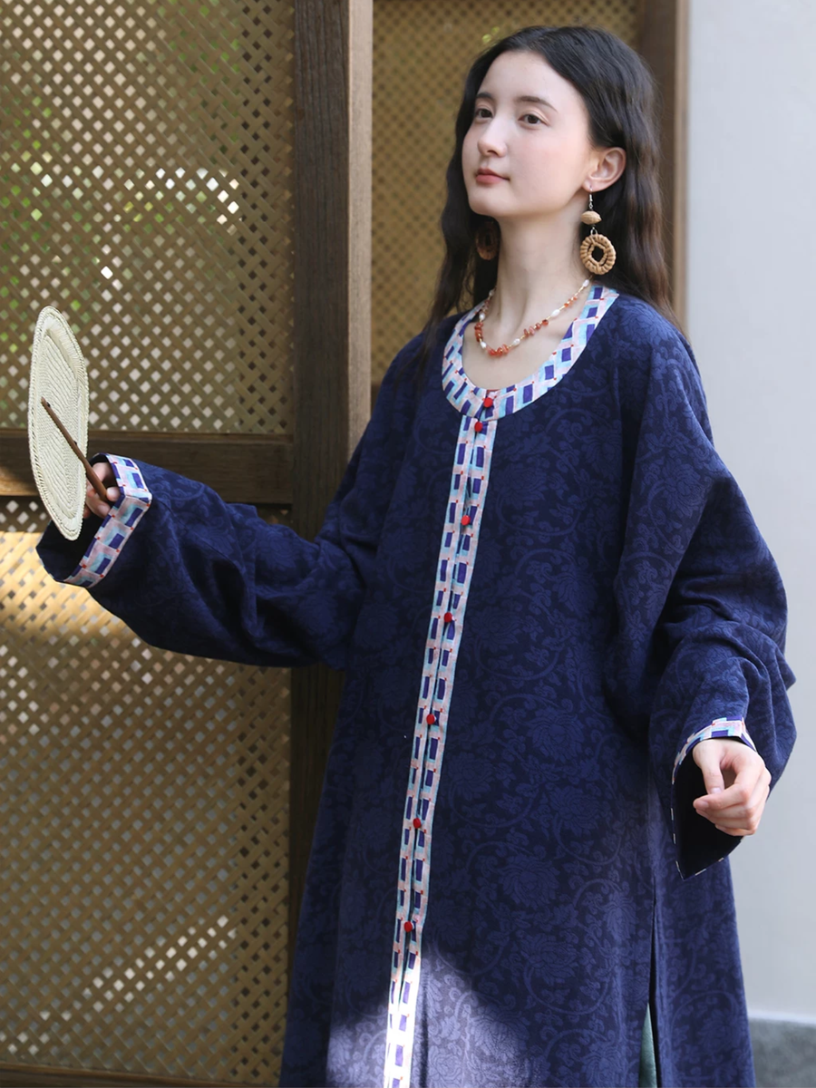 Dian Lan 靛蓝 Indigo Ming Dynasty Wanli Era Yuanling Changshan Pure Cotton Long Top & Mamian Skirt