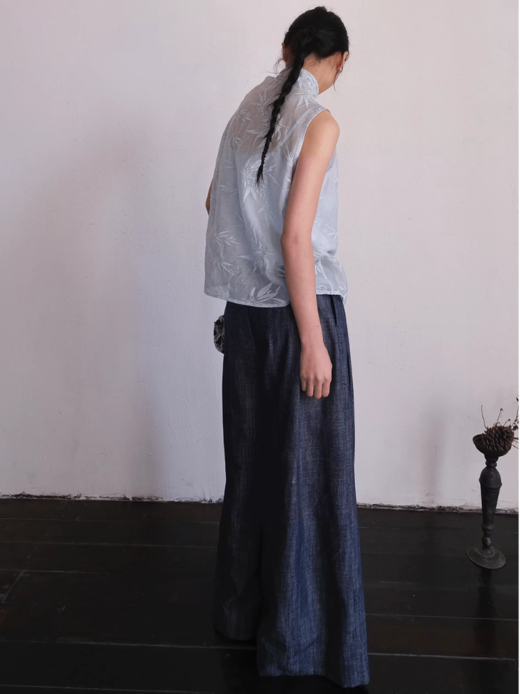 Cai Xing 裁行 Tailored Moves New Chinese Style Cotton Linen Extra Wide Leg Jeans