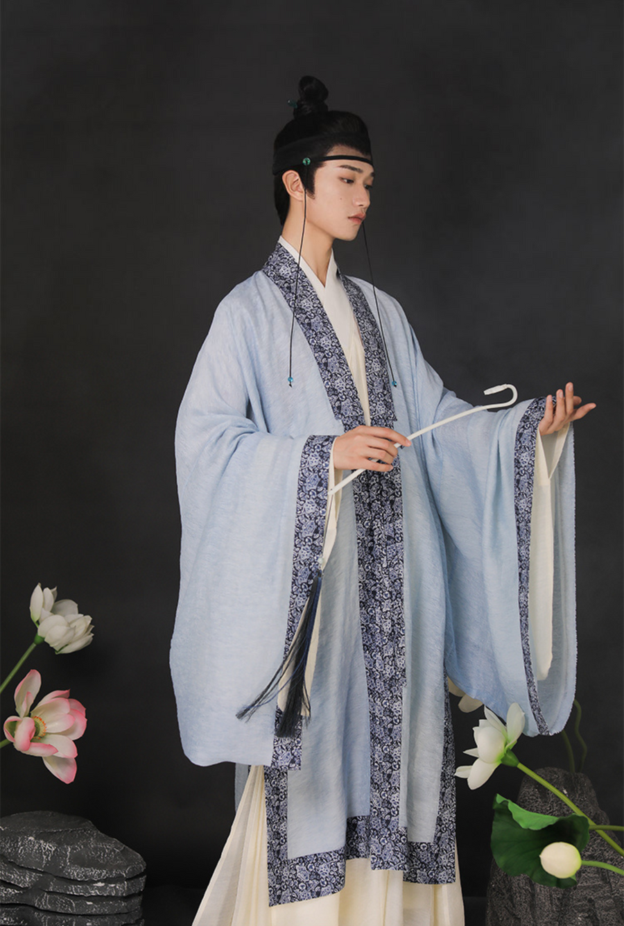 Cui Wei 翠微 Blue Mountain Ming Dynasty Men's Summer Linen Dachang Jacket