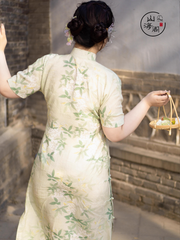 Baihe Dian 百合垫 Lilypad Vintage Plus Size Ramie Plant Summer Qipao