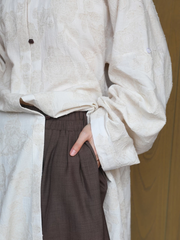 Hei Qiao 黑巧 Dark Chocolate Modernized WeiJin Ming Changshan Cotton Long Top & Lantern Trousers Set