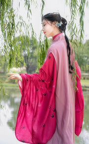 Qiu Wuyang 秋无恙 Autumn Remains Serene Late Ming Dynasty Sparrow Changshan Long Top & Summer Bijia Vest Set