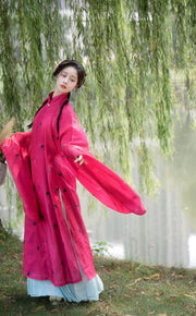 Qiu Wuyang 秋无恙 Autumn Remains Serene Late Ming Dynasty Sparrow Changshan Long Top & Summer Bijia Vest Set