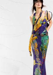 Real Illusions 真实幻境 New Chinese Style Abstract Color Block Hand Drawn Dress
