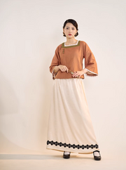 Meng Tan 梦田 Field of Dreams 1920s Restoration Square Collar Bell Sleeve Top